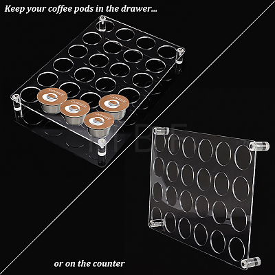 24-Hole Acrylic Coffee Pod Holder K Cup Storage Organizer Tray ODIS-WH0029-67-1