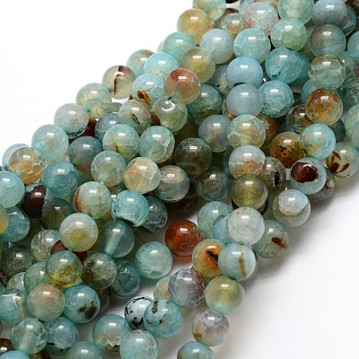 Dyed Natural Agate Round Beads Strands X-G-E321A-6mm-02-1