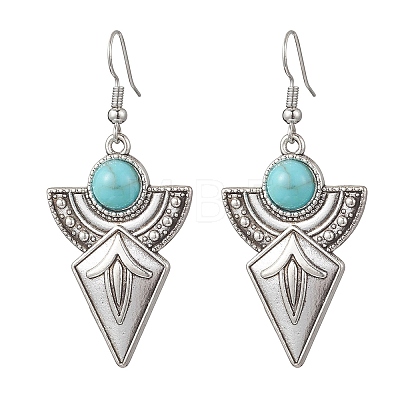 Synthetic Turquoise & Alloy Dangle Earrings EJEW-JE06922-1