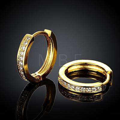 Fancy Style Ring Brass Cubic Zirconia Hoop Earrings EJEW-BB06805-G-1