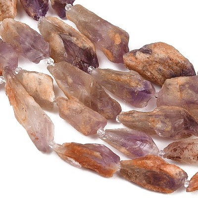 Raw Rough Natural Purple Phantom Quartz Purple Lodolite Quartz Beads Strands G-A305-A02-01-1