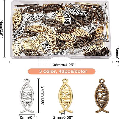 120Pcs 3 Color Alloy Pendants PALLOY-CA0002-34-1