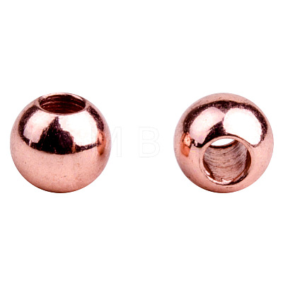 Rose Gold 3mm Brass Round Spacer Beads Craft Findings KK-PH0004-10RG-1