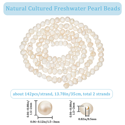 Beebeecraft 2 Strands Natural Cultured Freshwater Pearl Beads Strands PEAR-BBC0001-18-1