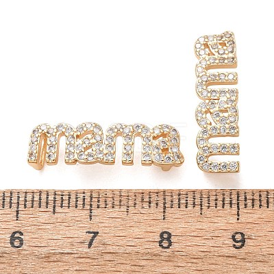 Brass Micro Pave Clear Cubic Zirconia Word mama Links Connector Charms KK-K002-32C-G-1