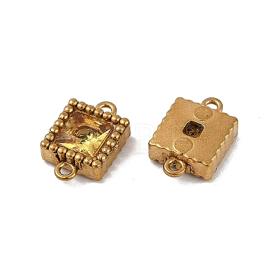 Ion Plating(IP) 304 Stainless Steel Cubic Zirconia Square Links Connector Charms STAS-K256-24G-09-1