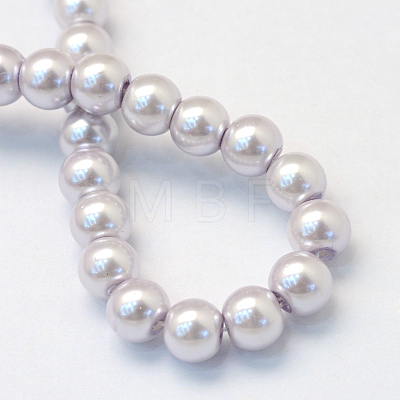 Baking Painted Pearlized Glass Pearl Round Bead Strands HY-Q330-8mm-25-1