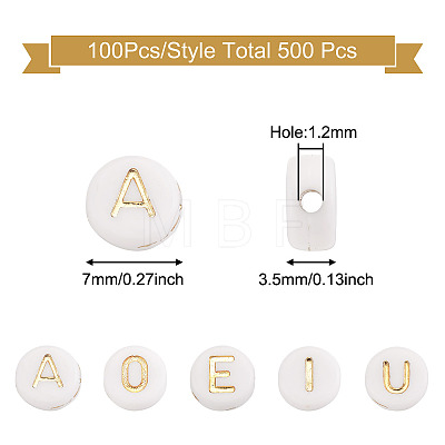 500Pcs 5 Style Plating Acrylic Beads PACR-BY0001-01-1