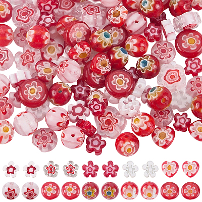 110Pcs 11 Styles Handmade Millefiori Lampwork Beads LAMP-PA0001-79-1