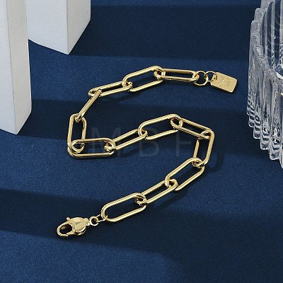 Brass Paperclip Chain Bracelets BJEW-H537-10G-1
