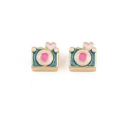 Brass Enamel Beads KK-B157-07G-1
