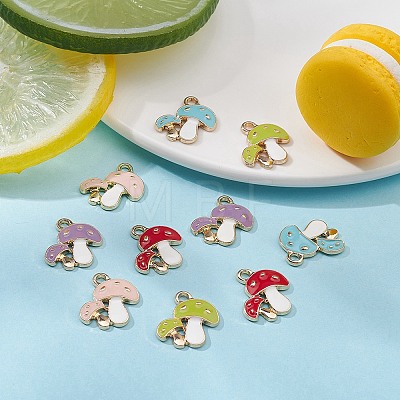 10Pcs 5 Colors Autumn Theme Alloy Enamel Pendants ENAM-YW0002-79-1