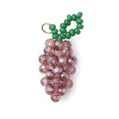 Handmade Glass Beaded Grape Pendants PALLOY-MZ00489-1