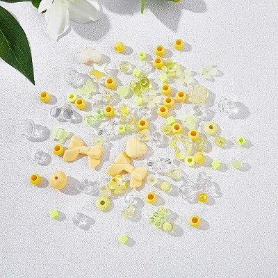 150 Pieces Random Rose Acrylic Beads Bear Pastel Spacer Beads Butterfly Loose Beads for Jewelry Keychain Phone Lanyard Making JX543B-1