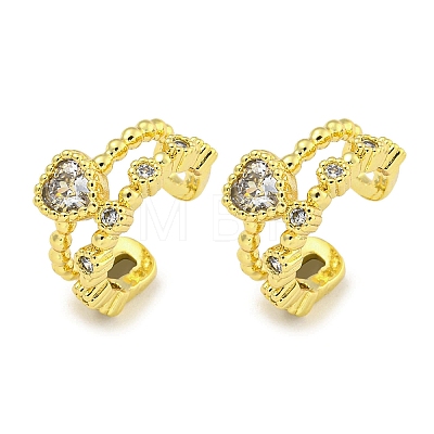 Brass Micro Pave Clear Cubic Zirconia Cuff Earrings for Women EJEW-C104-048G-1
