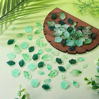 80Pcs 8 Styles Transparent Glass Pendants & Beads Sets DGLA-TA0001-63-1