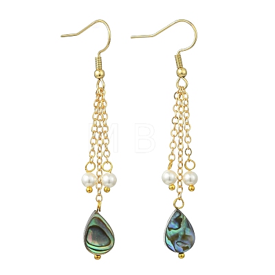 Shell Pearl & Abalone Shell/Paua Shell Dangle Earrings for Women EJEW-JE07328-01-1