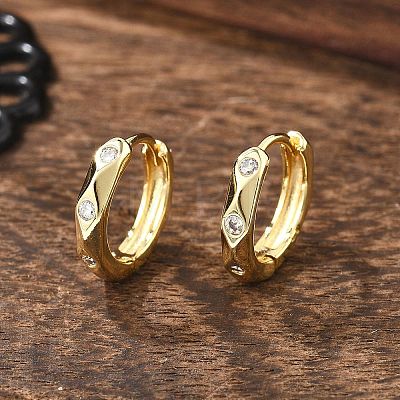 Ring Sparkling Cubic Zirconia Huggie Hoop Earrings for Girl Women EJEW-H126-05G-1