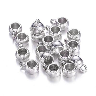 Rondelle Antique Silver Plated Tibetan Silver Tube Bails X-LFH20002Y-1