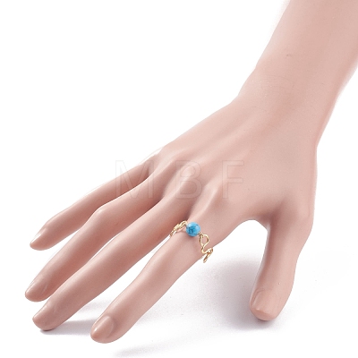 Gemstone Round Beaded Finger Ring RJEW-JR00442-1