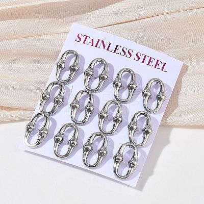 6 Pairs 304 Stainless Steel Stud Earrings EJEW-C180-01P-1