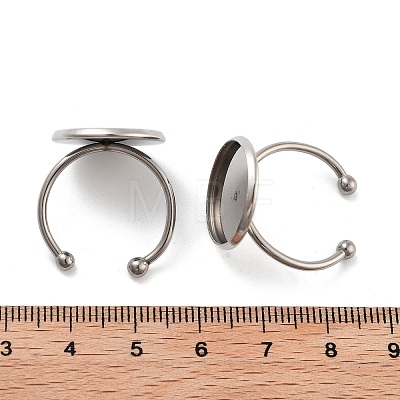 Tarnish Resistant 304 Stainless Steel Open Cuff Ring Components STAS-B072-09F-P-1