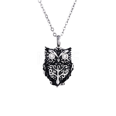 Non-Tarnish Owl Stainless Steel Urn Ashes Pendant Necklace PW-WG90000-01-1