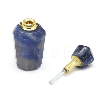 Natural Lapis Lazuli Openable Perfume Bottle Pendants G-E556-02G-1