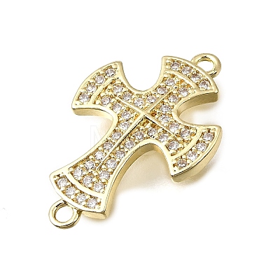 Religion Brass Micro Pave Clear Cubic Zirconia Connector Charms KK-G602-07G-07-1