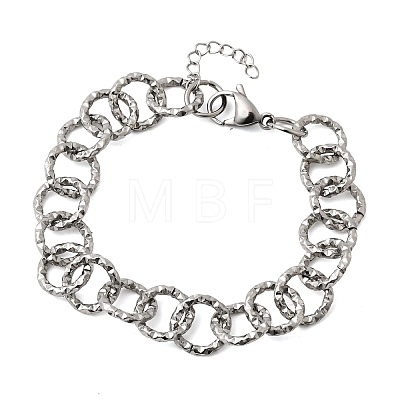 Textured 304 Stainless Steel Rolo Chain Bracelets for Women BJEW-A157-01P-1