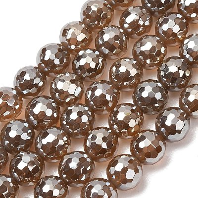 Electroplated Natural Agate Beads Strands G-B191-A07-10mm-17-1