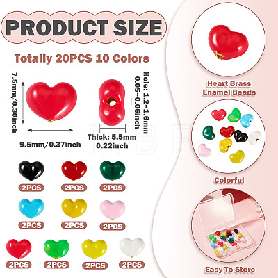 20Pcs 10 Colors Brass Enamel Beads KK-TA0008-47-1