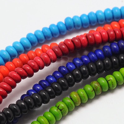 Dyed Synthetical Turquoise Rondelle Bead Strand G-P083-10mm-85-1