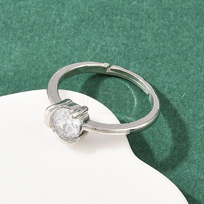 Brass Micro Pave Cubic Zirconia Finger Rings for Women RJEW-B153-02P-1