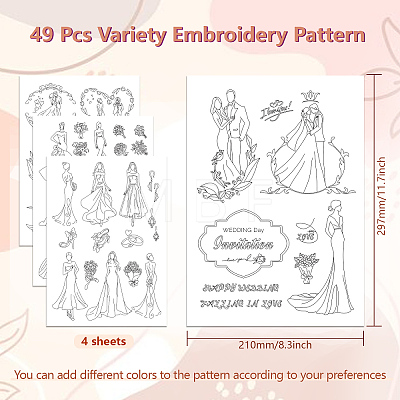 4 Sheets 11.6x8.2 Inch Stick and Stitch Embroidery Patterns DIY-WH0455-149-1