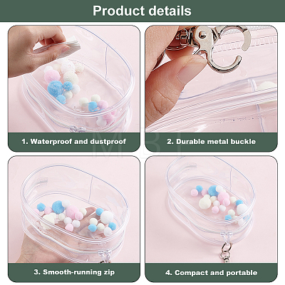 Oval Rectangle Transparent PVC Plastic Storage Zipper Bags ABAG-WH0040-39B-1