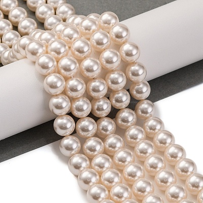 Baking Painted Pearlized Glass Pearl Round Bead Strands PEAR-H019-02C-02-1