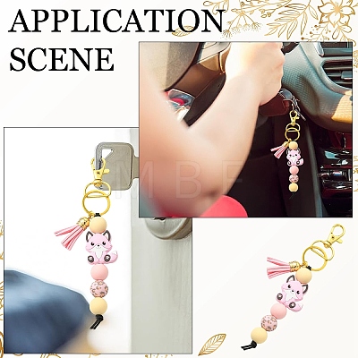 Fox Silicone with Faux Suede Tassel Pendant Decorations HJEW-YW00451-04-1