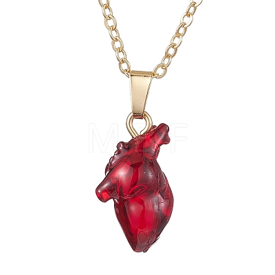 Halloween Resin Anatomical Heart Pendants Necklaces NJEW-TA00146-1