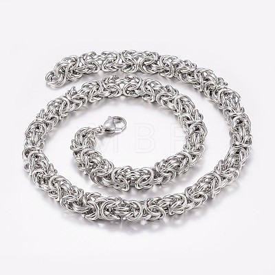 304 Stainless Steel Byzantine Chain Necklaces and Bracelets Jewelry Sets SJEW-I189-06P-1