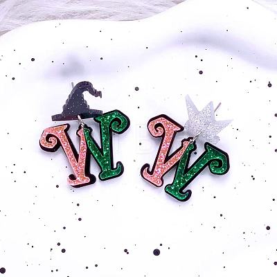 Acrylic Glitter Powder Dangle Stud Earrings FS-WGC50DB-01-1