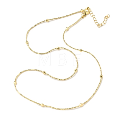 1.2MM Brass Ball Round Snake Chain Necklaces for Women Men NJEW-F350-03G-1