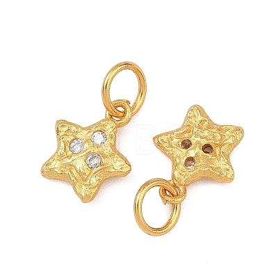 Brass Micro Pave Clear Cubic Zirconia Charms KK-F941-31C-G-1
