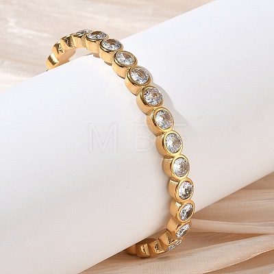 304 Stainless Steel & Cubic Zirconia Cuff Bangles for Women BJEW-T031-01B-1