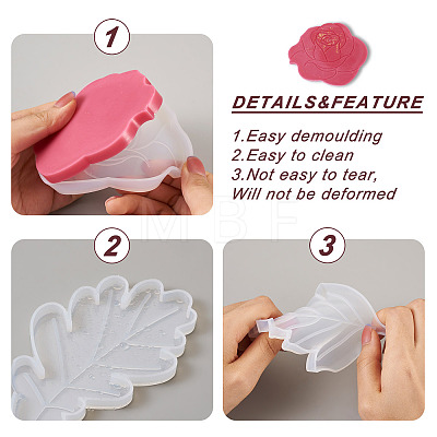 Fashewelry 8Pcs 8 Styles Flower & Leaf DIY Cup Mat Silicone Molds DIY-FW0001-25-1
