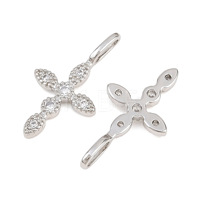 Brass Pave Clear Cubic Zirconia Pendants KK-CBA6A75-55A-P-1