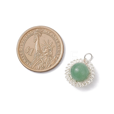 Copper Wire Wrapped Natural Amethyst & Green Aventurine & Rose Quartz & Lapis Lazuli & Carnelian Round Pendants PALLOY-JF04687-02-1