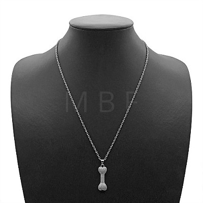 Bone Stainless Steel Rhinestone Pendant Necklaces for Women RR3458-3-1