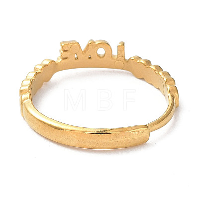 Ion Plating(IP) 304 Stainless Steel Heart with Word Love Adjustable Rings RJEW-D006-20G-1