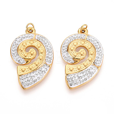 Ion Plating(IP) 304 Stainless Steel Polymer Clay Rhinestone Pendants STAS-N115-16G-1